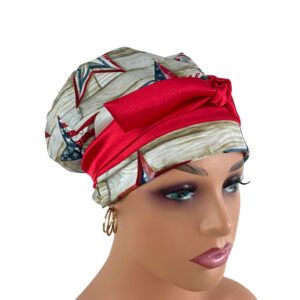 European Style Scrub Cap - Patriotic Texas Stars