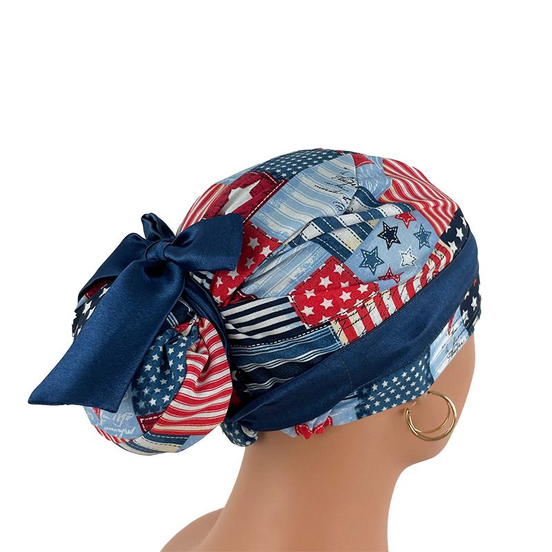 European Style Scrub Cap - I Love American Flags Patriotic USA On Blue Ribbon - Image 11