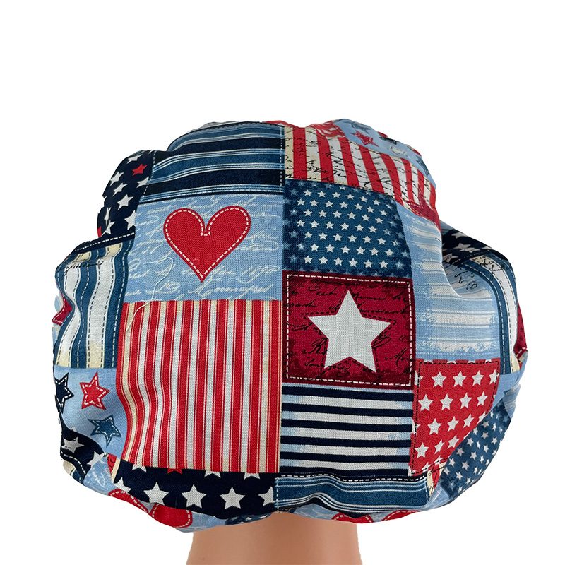 European Style Scrub Cap - I Love American Flags Patriotic USA On Blue Ribbon - Image 14