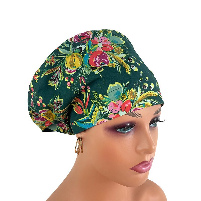 European Style Scrub Cap - Coquet Bouquet Joie De Vivre - Image 12