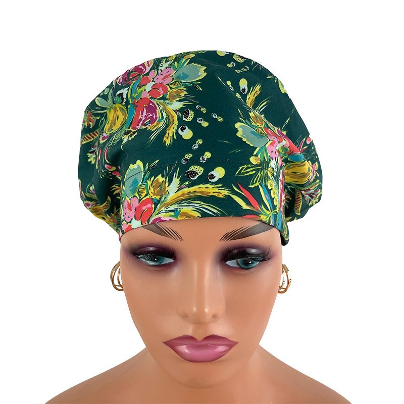 European Style Scrub Cap - Coquet Bouquet Joie De Vivre - Image 13