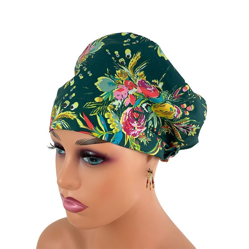 European Style Scrub Cap - Coquet Bouquet Joie De Vivre - Image 14