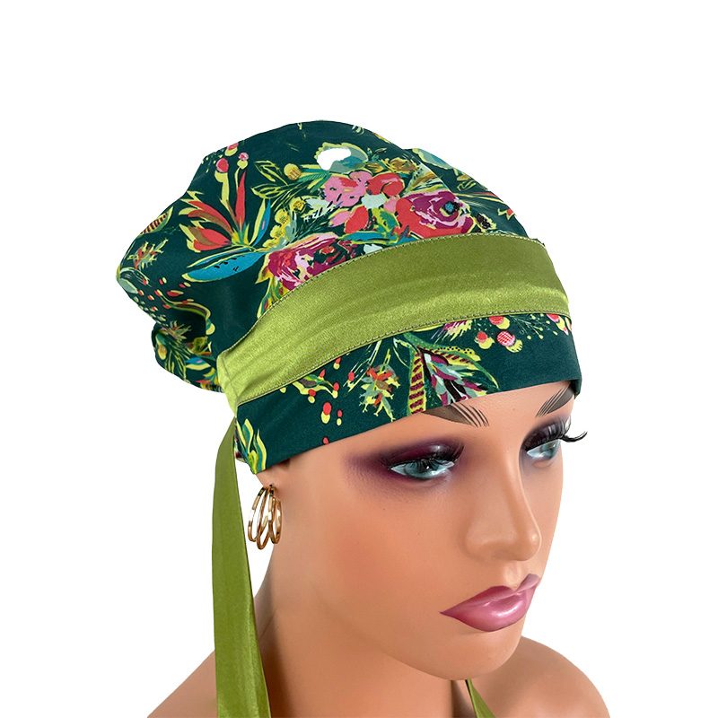 European Style Scrub Cap - Coquet Bouquet Joie De Vivre - Image 2