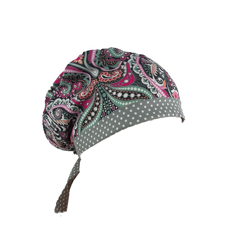 Chemo Medical Scrub Cap - Florissimo in Dark Pink - Image 7