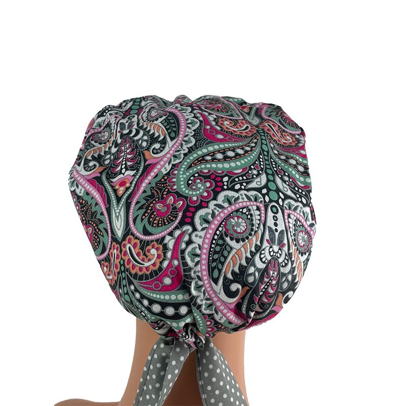 Chemo Medical Scrub Cap - Florissimo in Dark Pink - Image 5