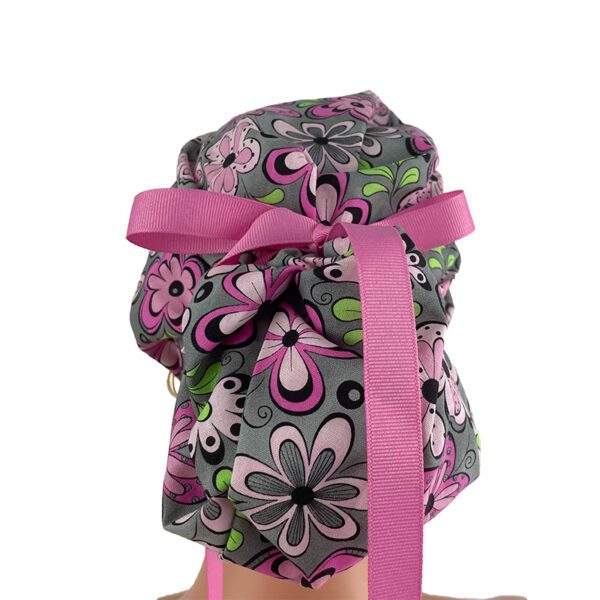 European Style Scrub Cap - Pink & Gray Madison Floral - Image 11