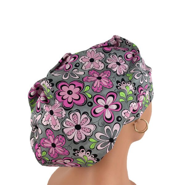 European Style Scrub Cap - Pink & Gray Madison Floral - Image 21
