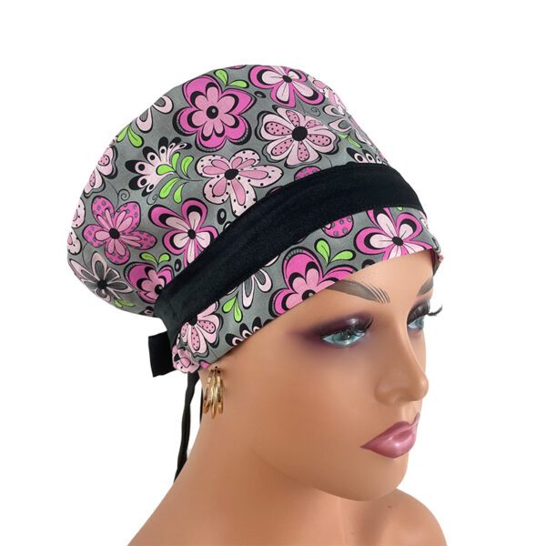 European Style Scrub Cap - Pink & Gray Madison Floral - Image 12