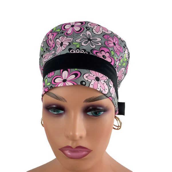 European Style Scrub Cap - Pink & Gray Madison Floral - Image 13