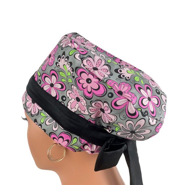 European Style Scrub Cap - Pink & Gray Madison Floral - Image 15