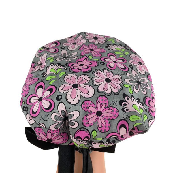 European Style Scrub Cap - Pink & Gray Madison Floral - Image 16