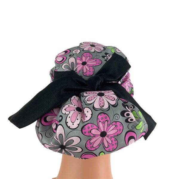 European Style Scrub Cap - Pink & Gray Madison Floral - Image 3