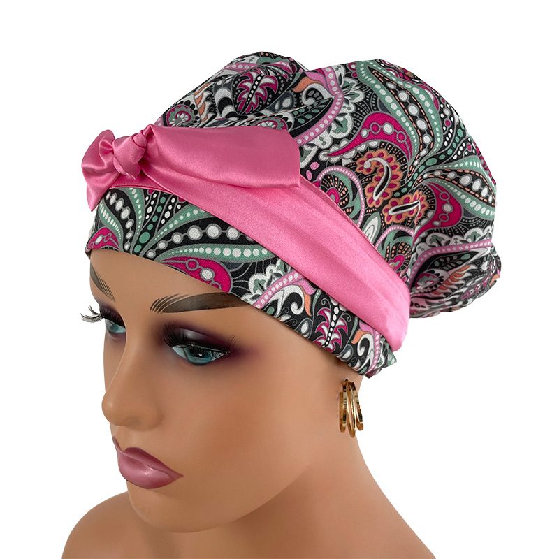 European Style Scrub Cap - Ribbon/Grosgrain Ribbon – Florissimo in Dark Pink - Image 2