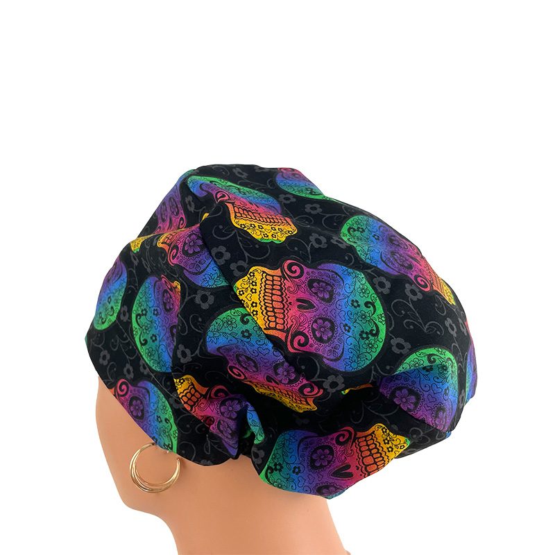 European Style Scrub Cap - Ribbon/Grosgrain Ribbon – Skulls Rainbow - Image 16