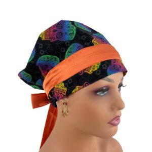 European Style Scrub Cap - Sateen Ribbon/No Ribbon – Rainbow Skulls