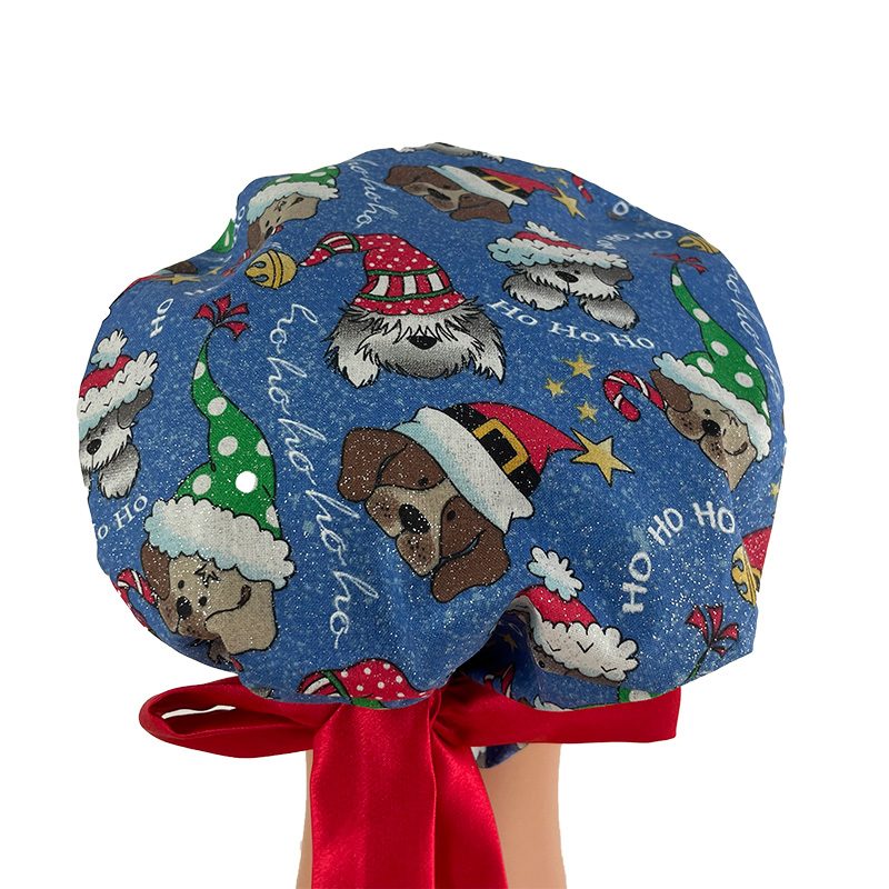 European Style Scrub Cap/Grosgrain Ribbons -Christmas Dogs Holiday Glitters - Image 8