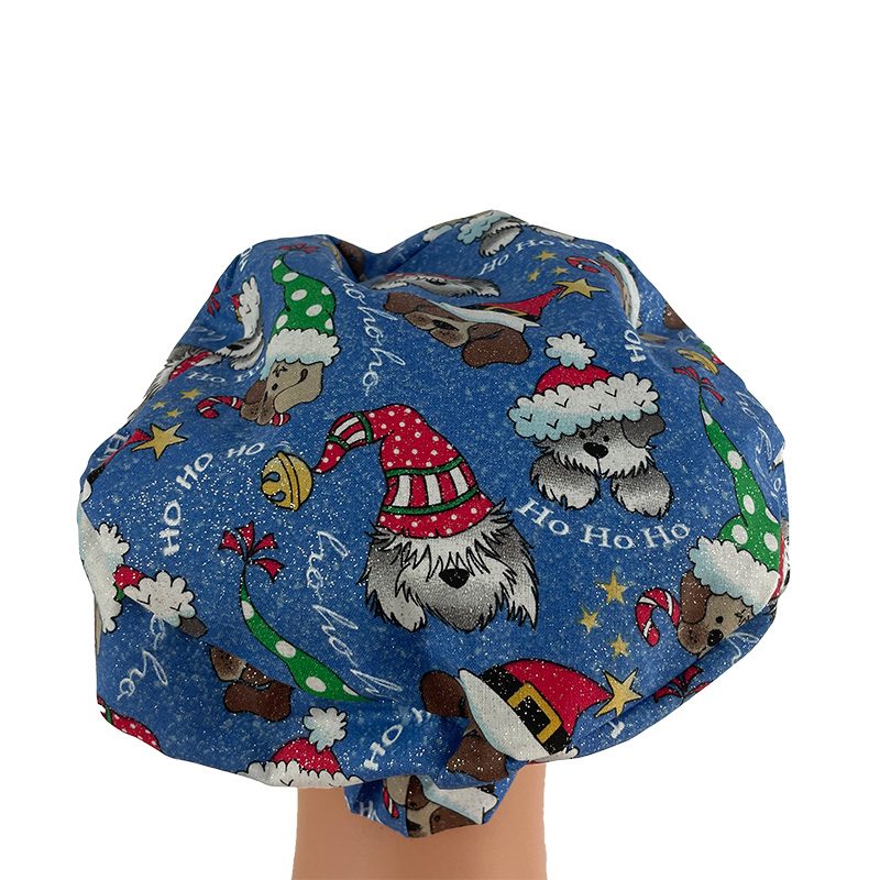 European Style Scrub Cap/Grosgrain Ribbons -Christmas Dogs Holiday Glitters - Image 16