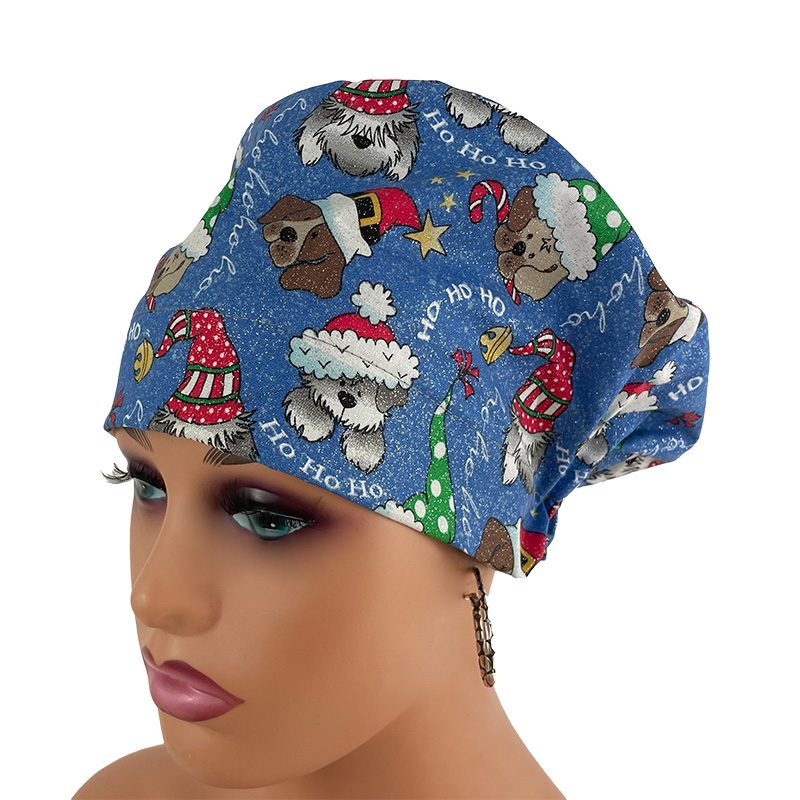 European Style Scrub Cap/Grosgrain Ribbons -Christmas Dogs Holiday Glitters - Image 11