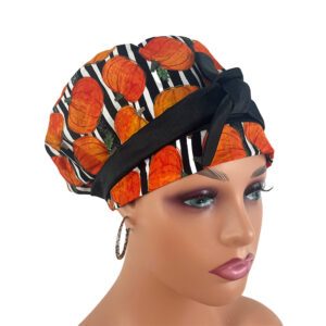 European Style Scrub Cap - Autumn Elegance - Pumpkin Arrangements