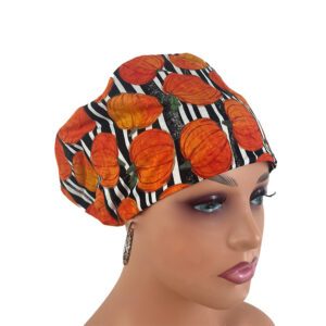 European Style Scrub Cap - Autumn Elegance - Pumpkin Arrangements