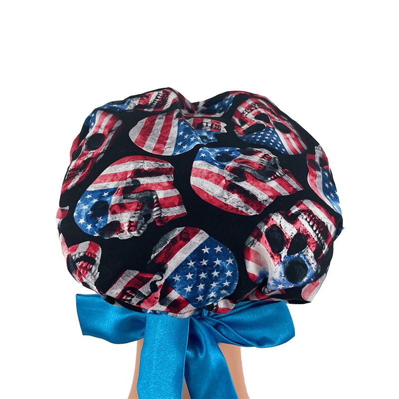 European Style Scrub Cap/Sateen Ribbon -Skull and Flag - Image 7