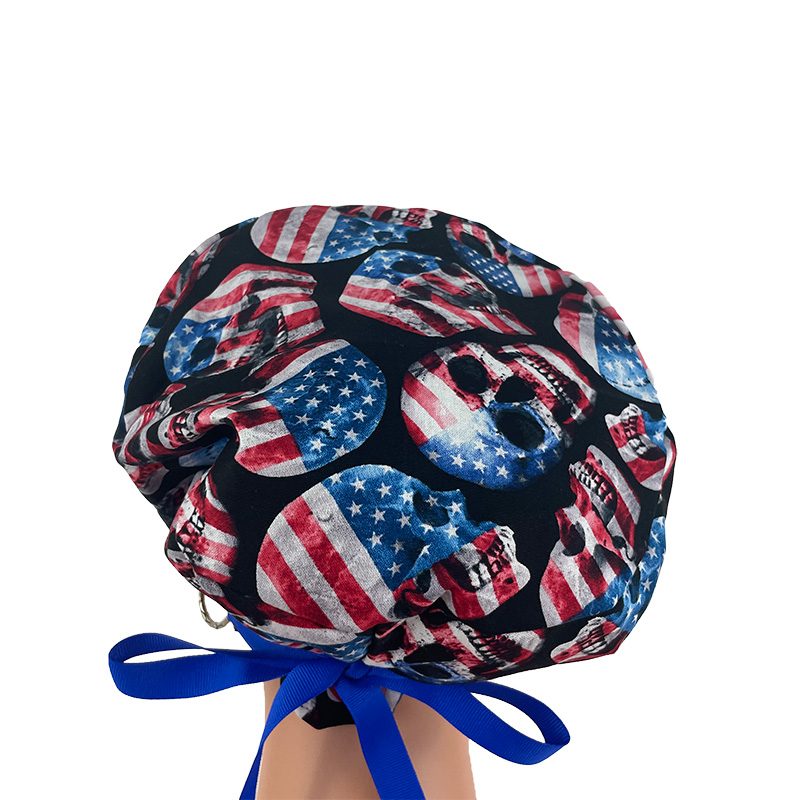 European Style Scrub Cap/Grosgrain Ribbon -Skull and Flag - Image 13