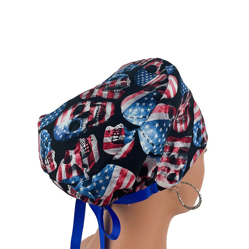 European Style Scrub Cap/Grosgrain Ribbon -Skull and Flag - Image 14