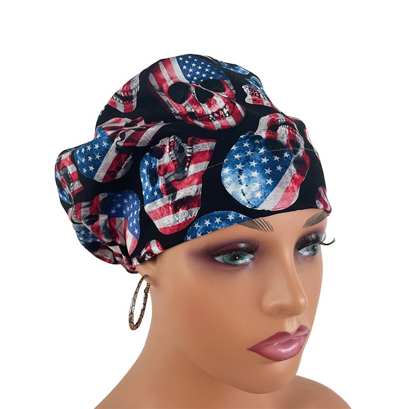 European Style Scrub Cap/Sateen Ribbon -Skull and Flag - Image 10