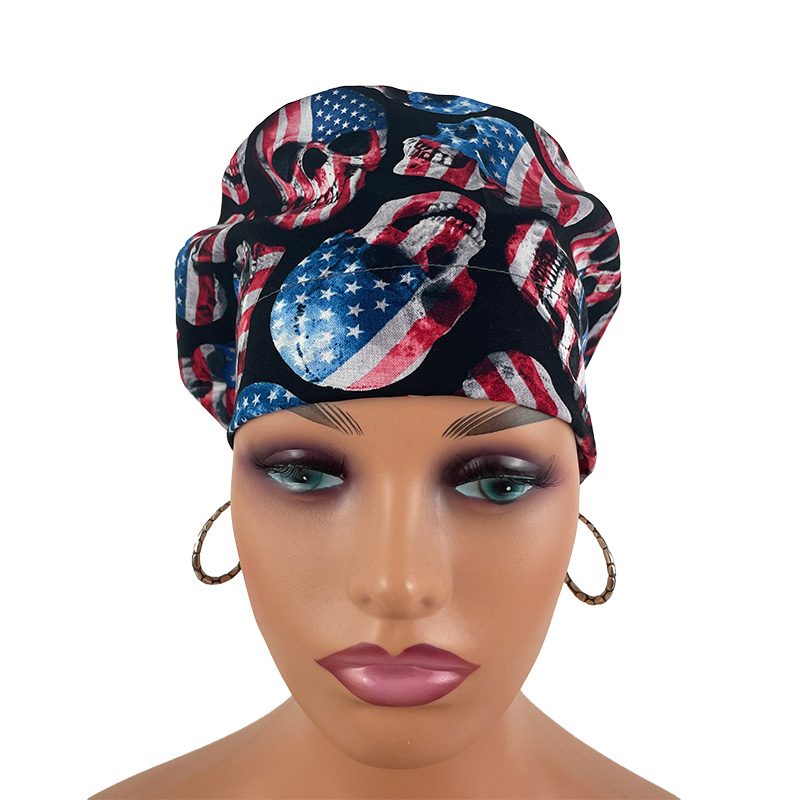European Style Scrub Cap/Sateen Ribbon -Skull and Flag - Image 11