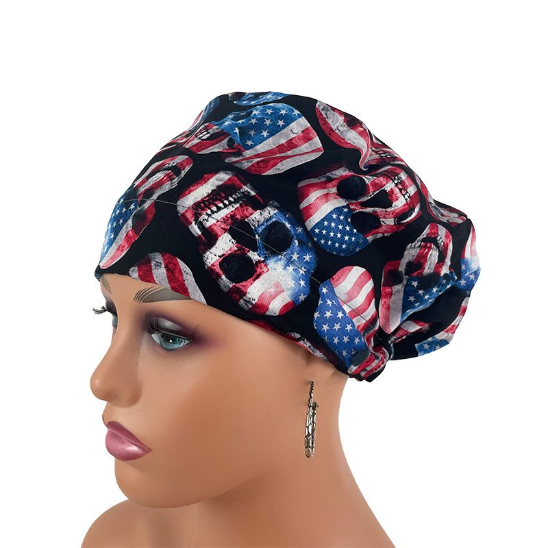 European Style Scrub Cap/Sateen Ribbon -Skull and Flag - Image 12