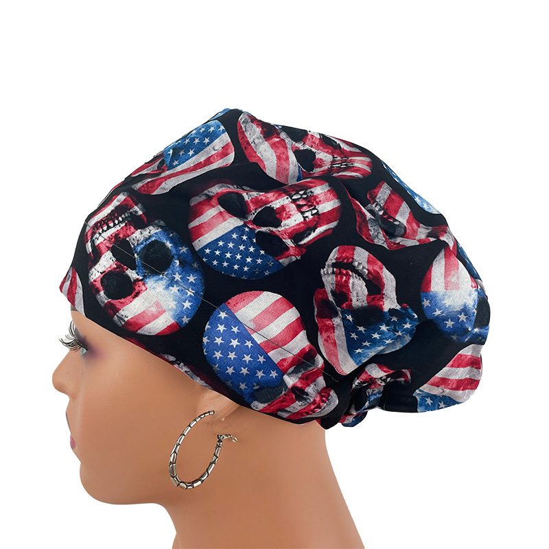 European Style Scrub Cap/Sateen Ribbon -Skull and Flag - Image 16
