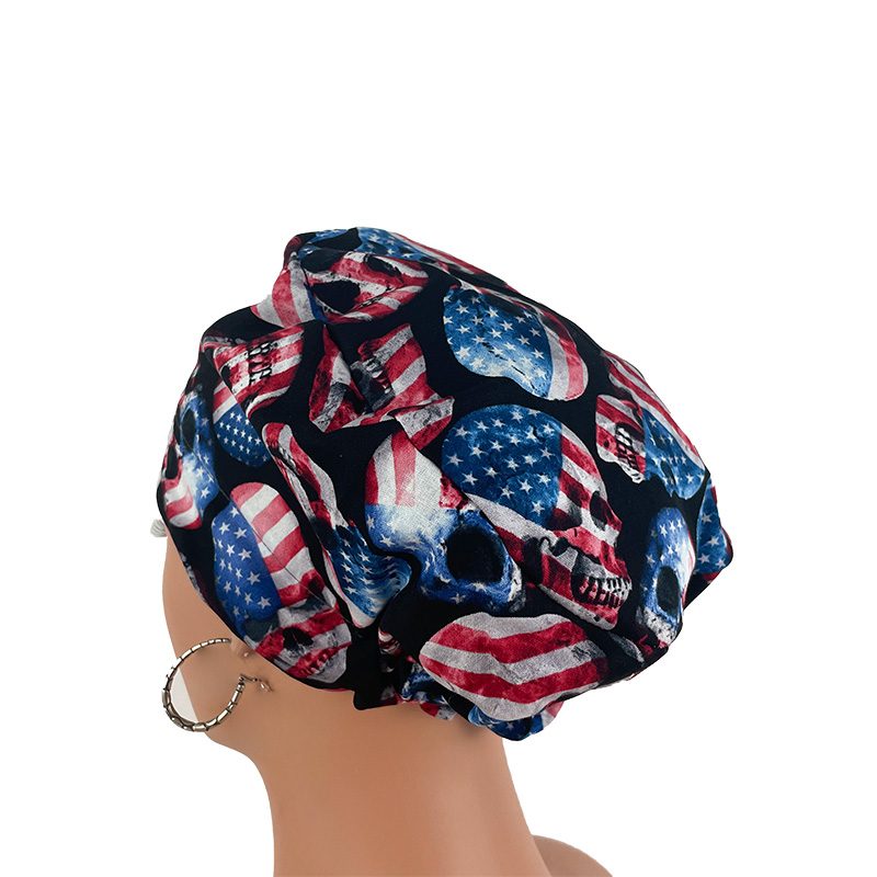 European Style Scrub Cap/Sateen Ribbon -Skull and Flag - Image 15