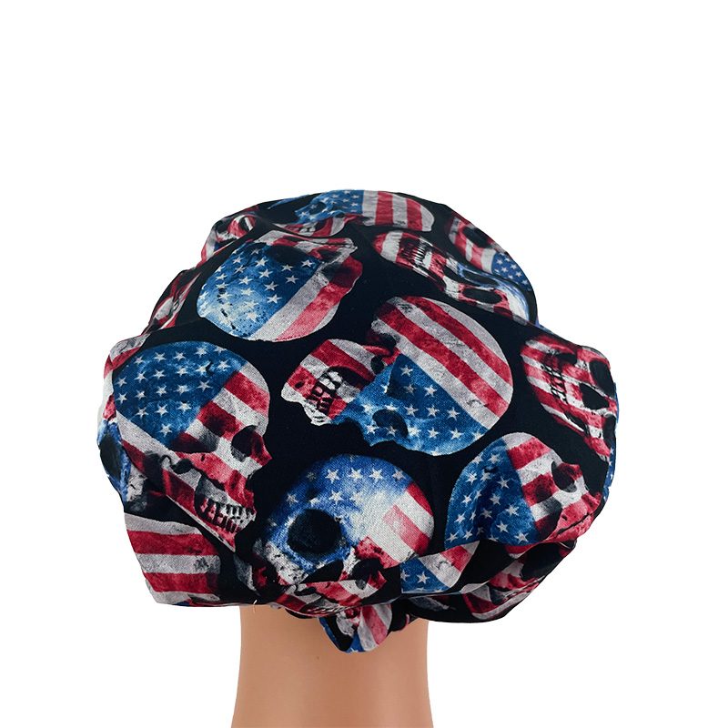 European Style Scrub Cap/Sateen Ribbon -Skull and Flag - Image 14