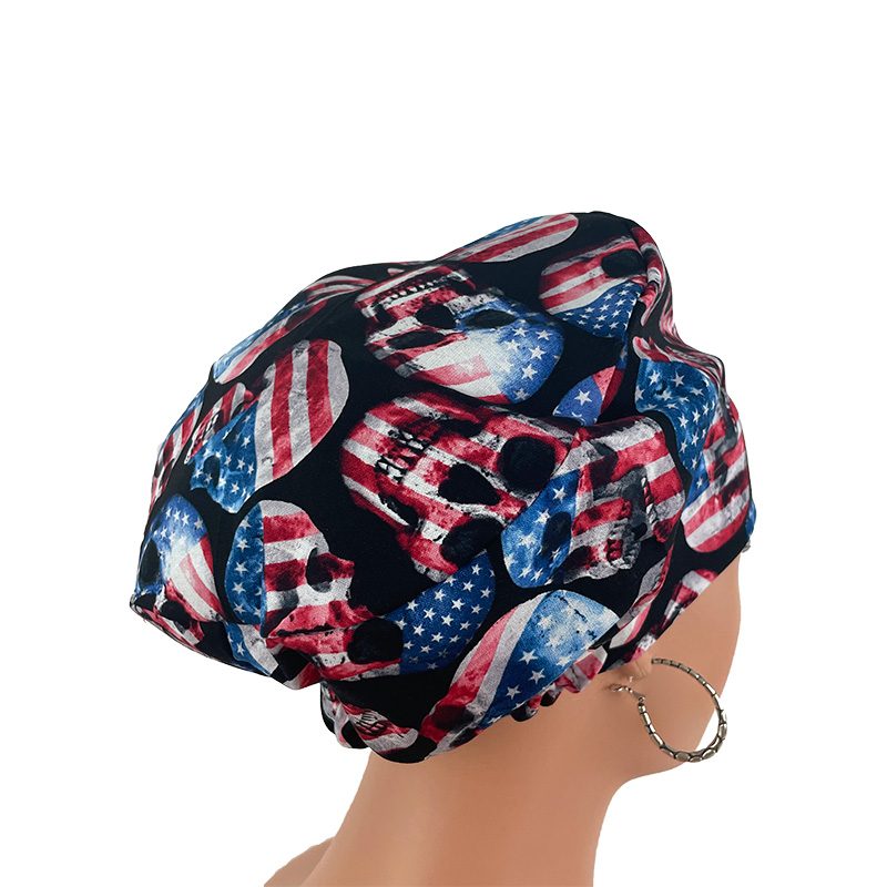 European Style Scrub Cap/Sateen Ribbon -Skull and Flag - Image 13
