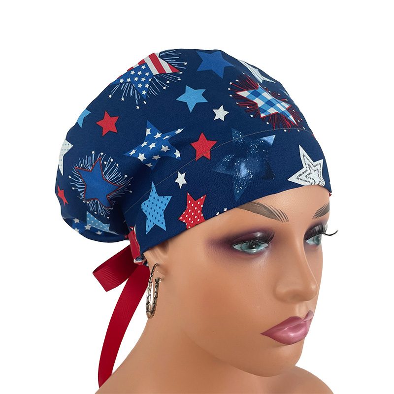 European Style Scrub Cap -Patriotic Stars and Flag