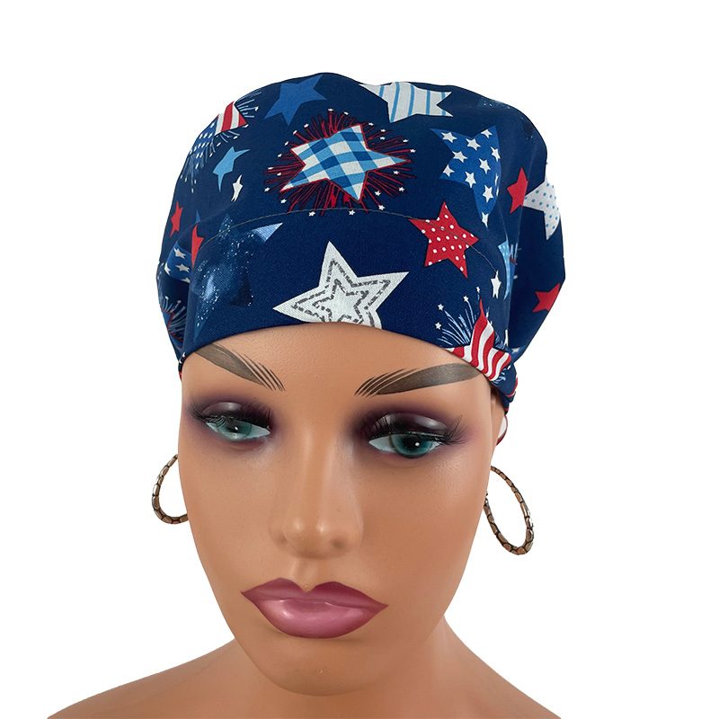 European Style Scrub Cap -Patriotic Stars and Flag - Image 3