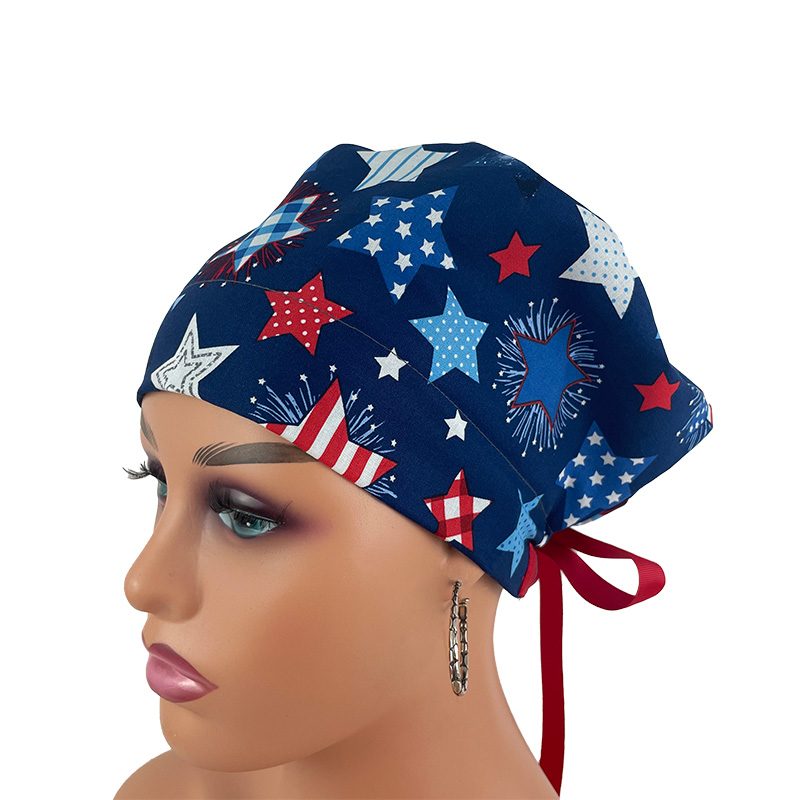 European Style Scrub Cap -Patriotic Stars and Flag - Image 4