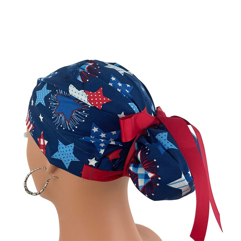 European Style Scrub Cap -Patriotic Stars and Flag - Image 10