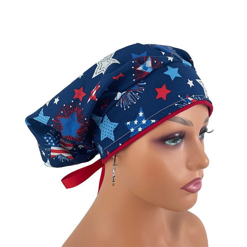 Bouffant Medical Scrub Cap - Patriotic Stars and Flag - Image 13