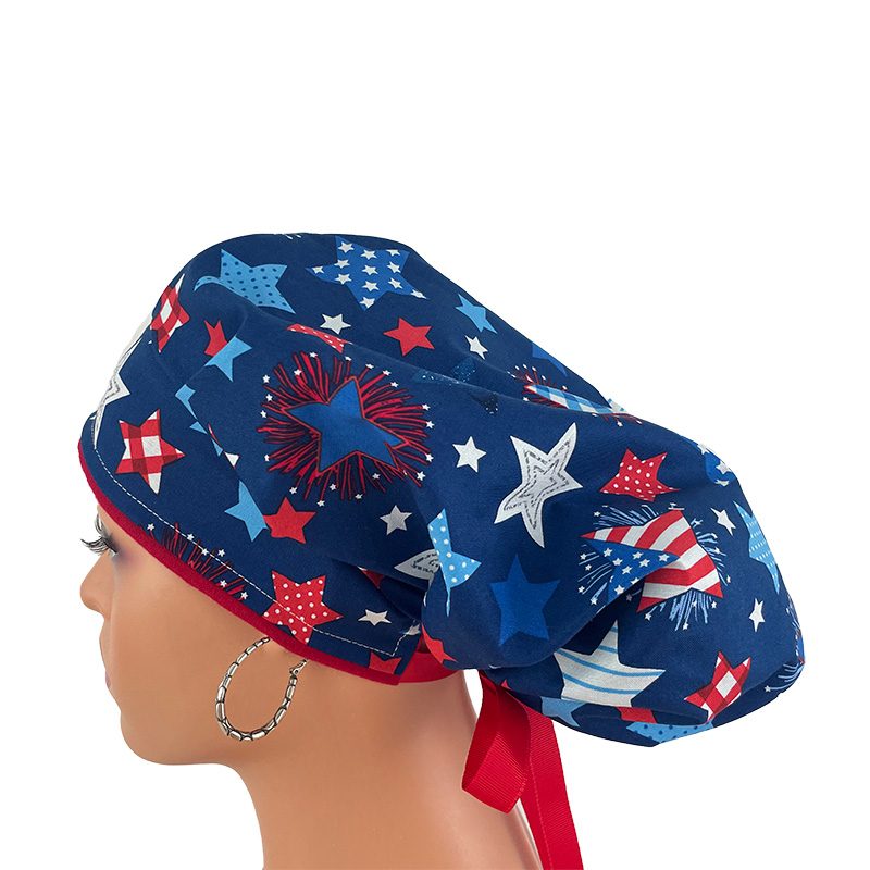 Bouffant Medical Scrub Cap - Patriotic Stars and Flag - Image 16