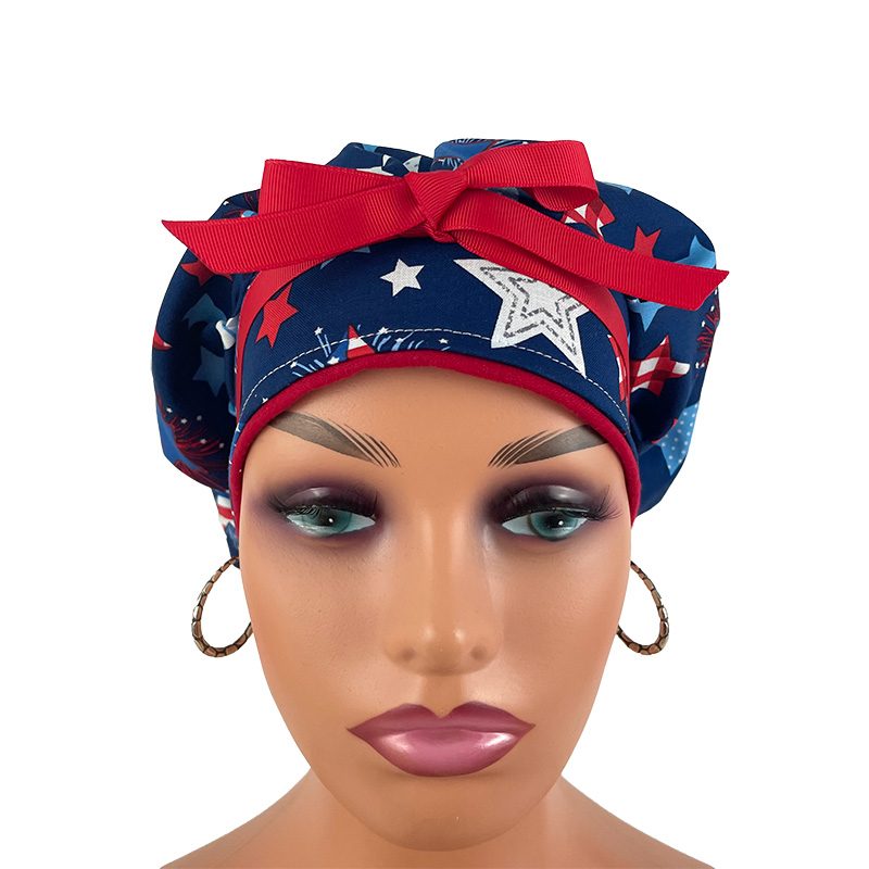 Bouffant Medical Scrub Cap - Patriotic Stars and Flag - Image 2