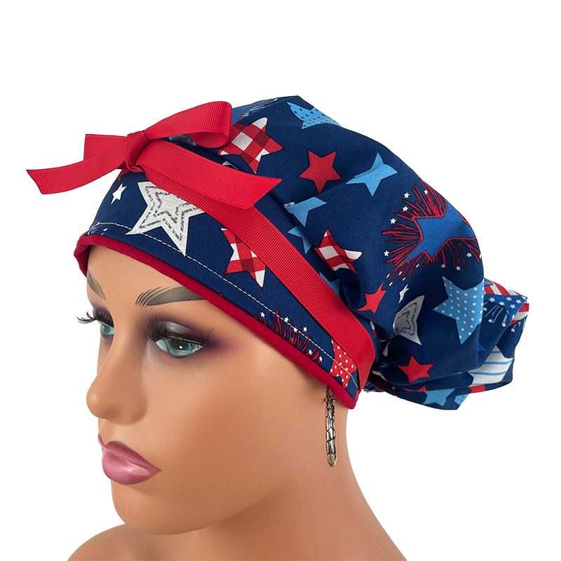 Bouffant Medical Scrub Cap - Patriotic Stars and Flag - Image 3