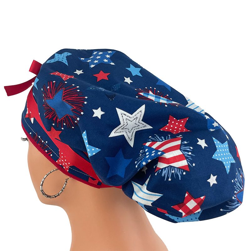 Bouffant Medical Scrub Cap - Patriotic Stars and Flag - Image 4