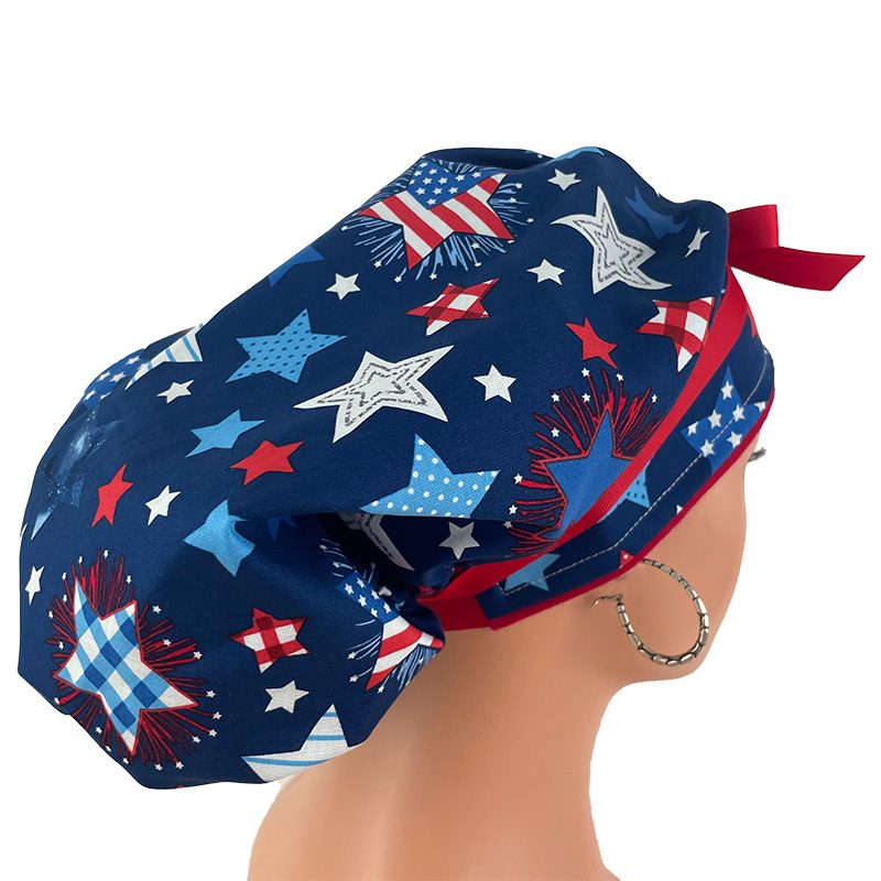 Bouffant Medical Scrub Cap - Patriotic Stars and Flag - Image 6