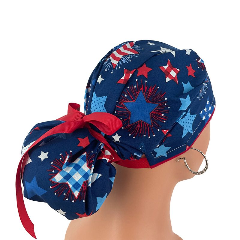 Bouffant Medical Scrub Cap - Patriotic Stars and Flag - Image 12