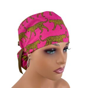 Ponytail Medical Scrub Cap – Fine Leopards