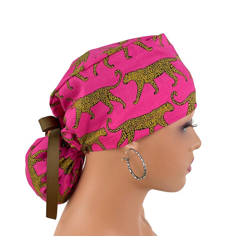 Ponytail Medical Scrub Cap – Fine Leopards - Image 8