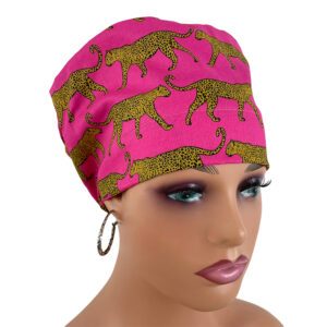 European Style Scrub Cap No Ribbon – Fine Leopards