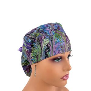 Ponytail Medical Scrub Cap – Oil Slick – Purple