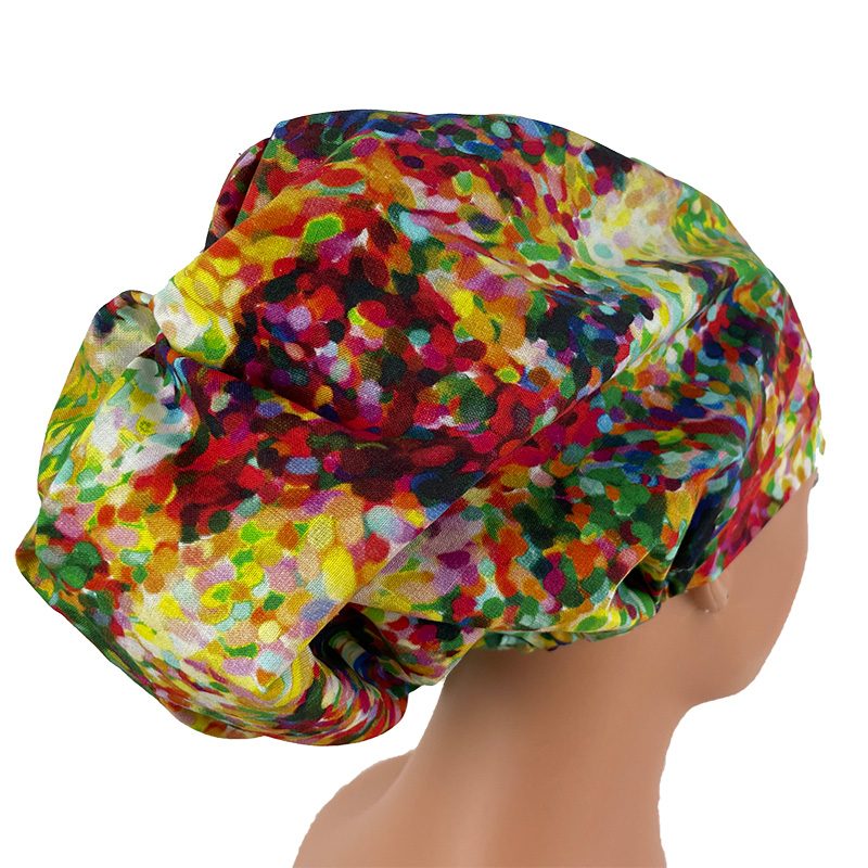 High Bun Ponytail Scrub Caps - Impressionist Floral in Multi - Image 11